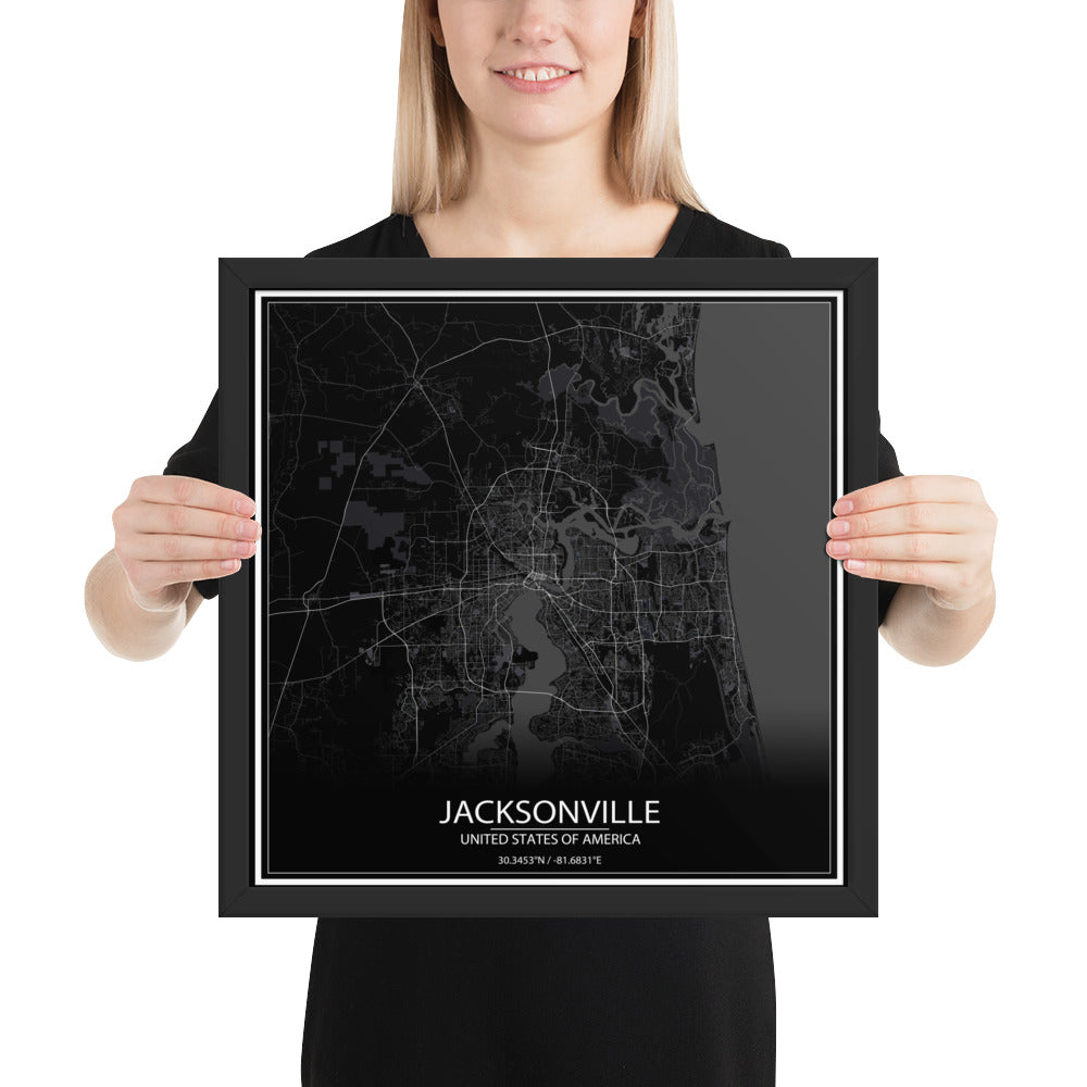 Jacksonville Black Framed Map