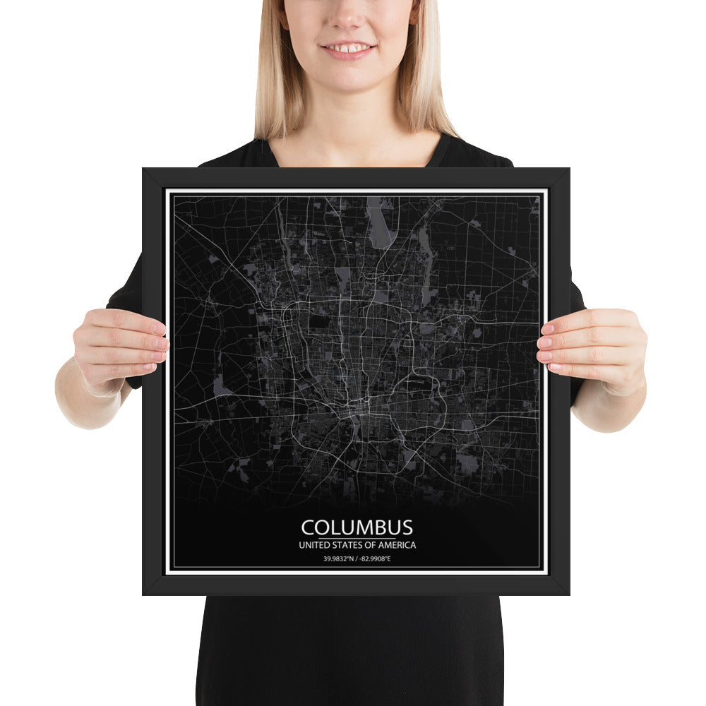 Columbus Black Framed Map