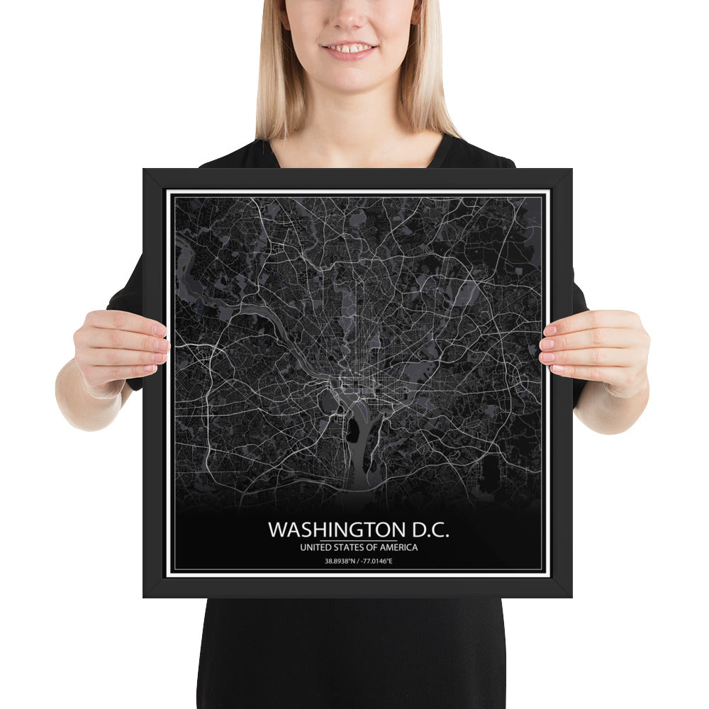 Washington, D.C. Black Framed Map