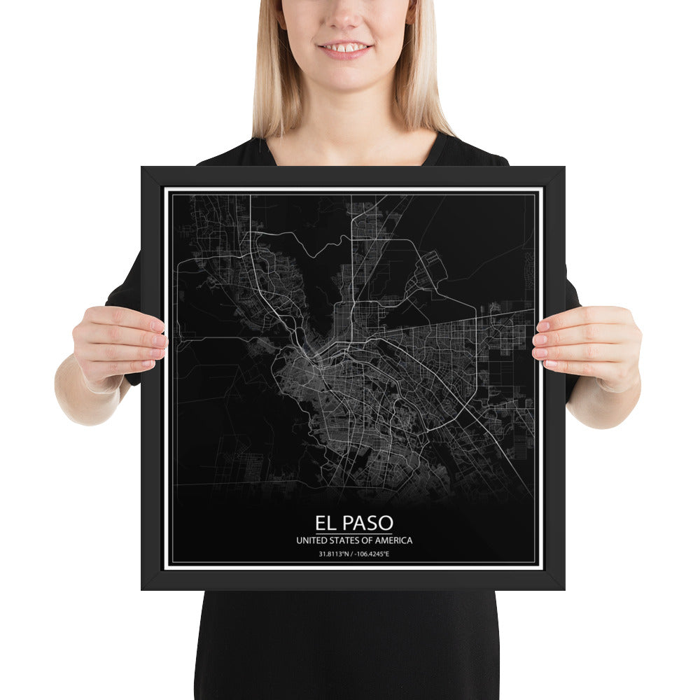 El Paso Black Framed Map