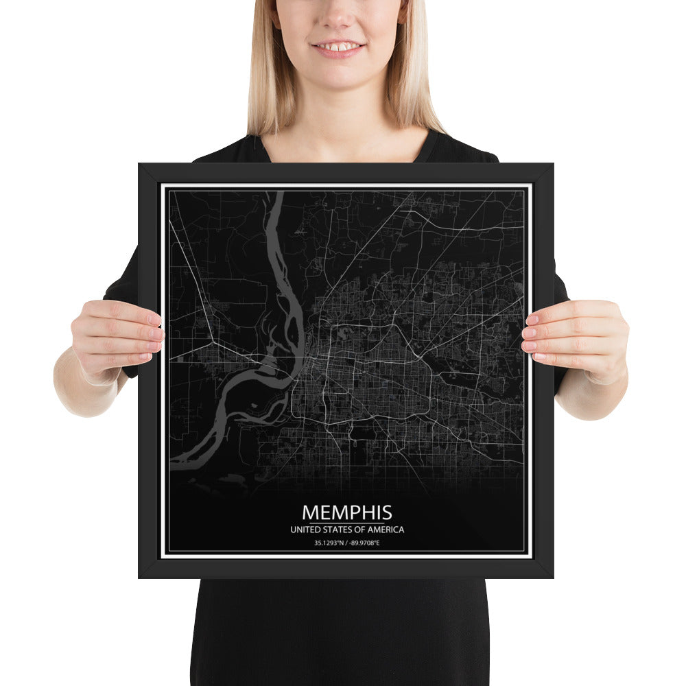 Memphis Black Framed Map