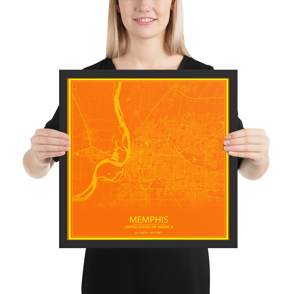 Memphis Orange and Yellow Framed Map