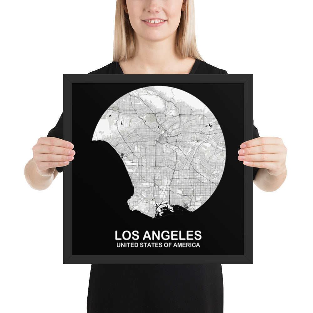 Los Angeles Circular White Framed Map