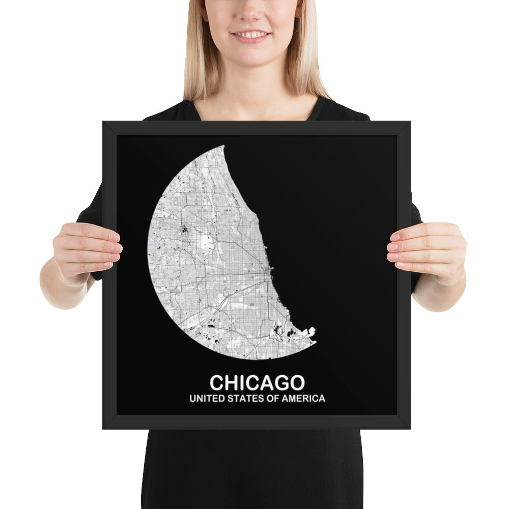 Chicago Circular White Framed Map