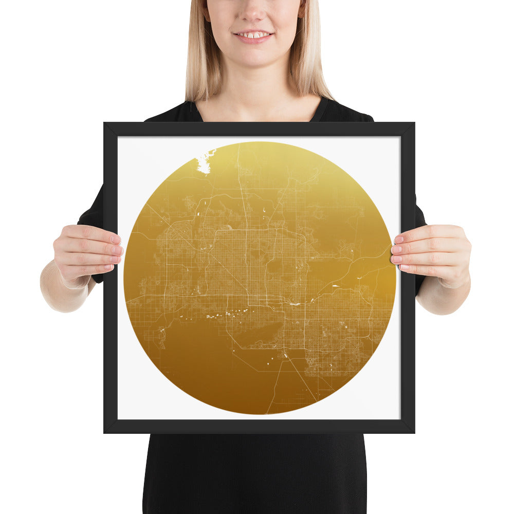 Phoenix Gold on White Framed Map