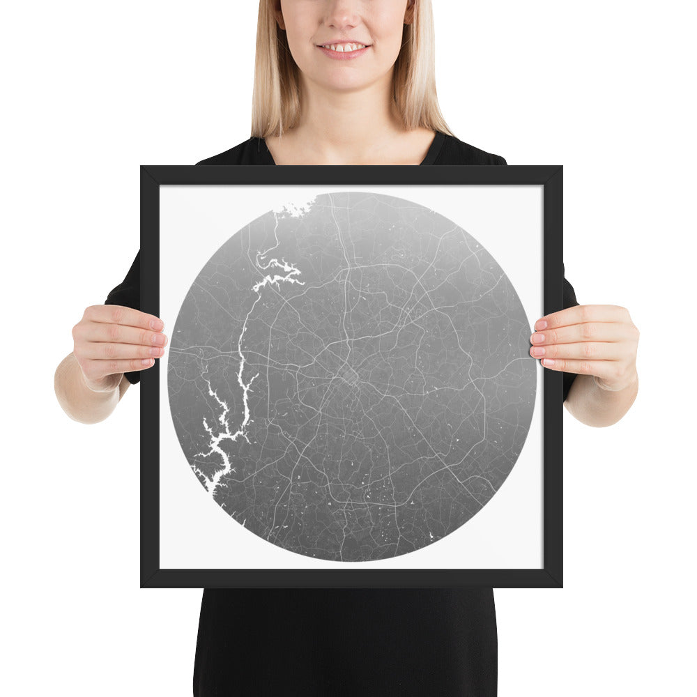 Charlotte Silver on White Framed Map