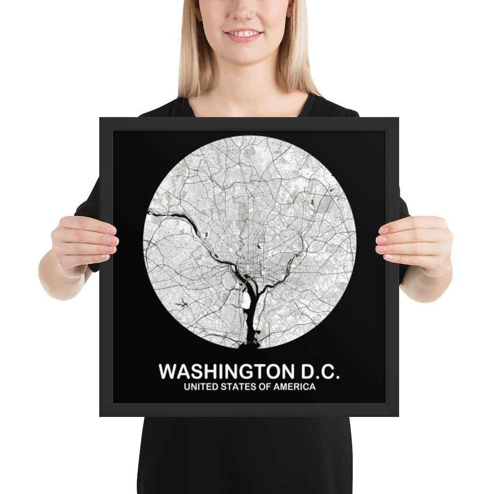 Washington, D.C. Circular White Framed Map