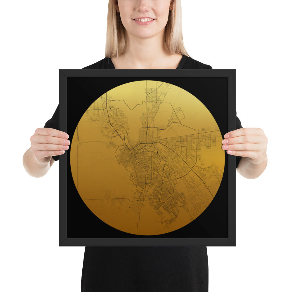 El Paso Gold on Black Framed Map