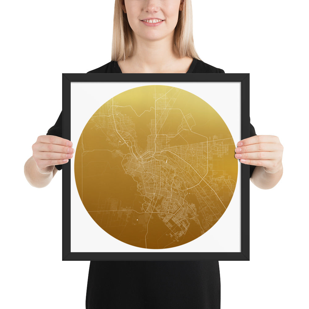 El Paso Gold on White Framed Map