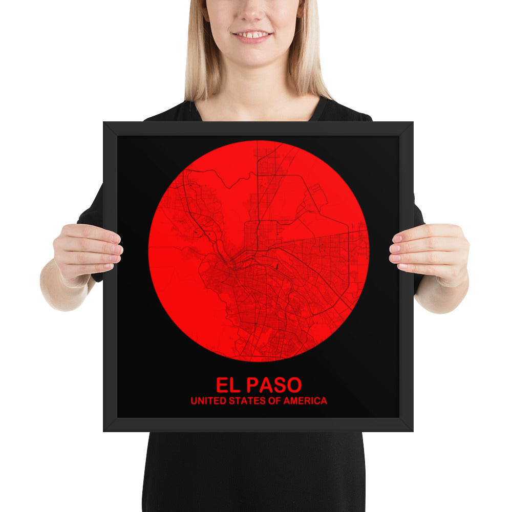 El Paso Circular Red Framed Map