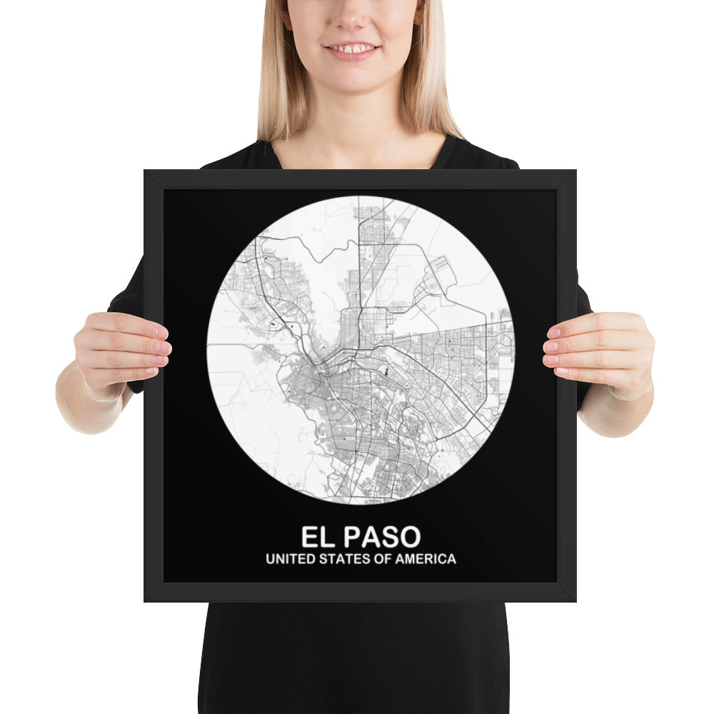 El Paso Circular White Framed Map