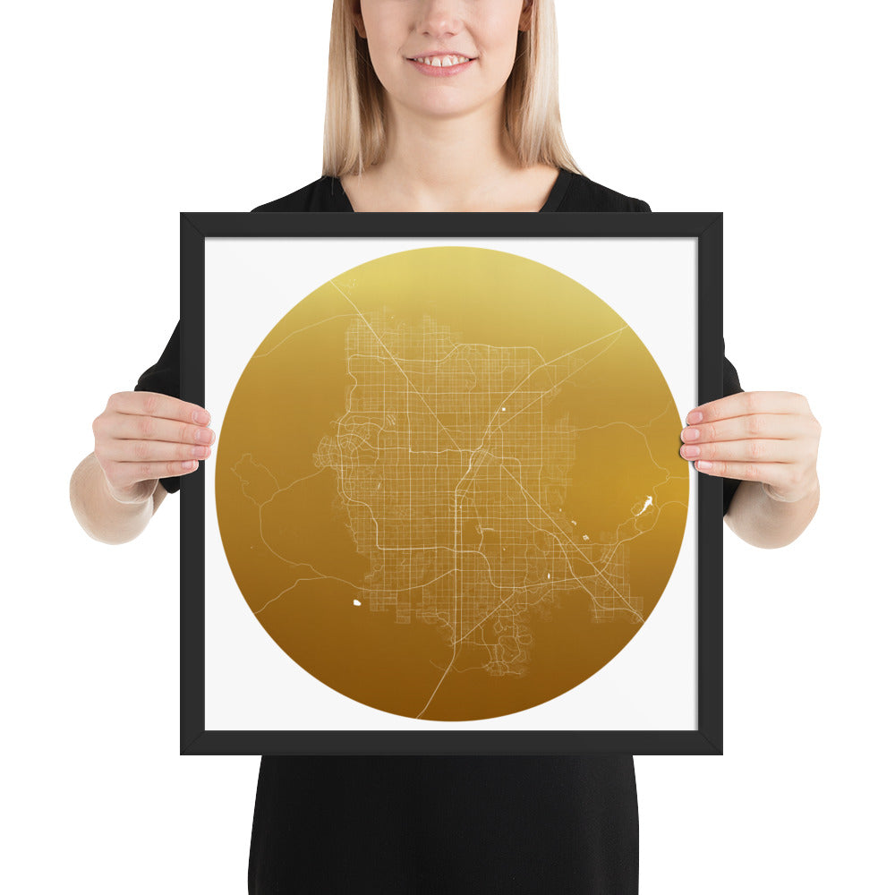 Las Vegas Gold on White Framed Map