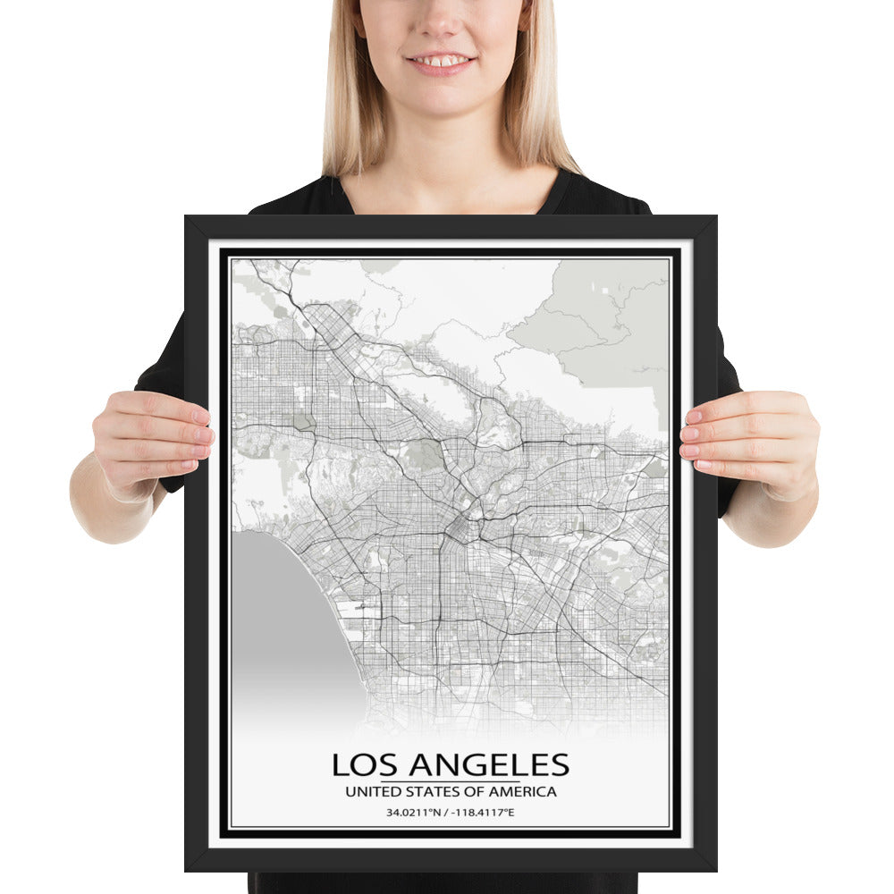 Los Angeles White Framed Map