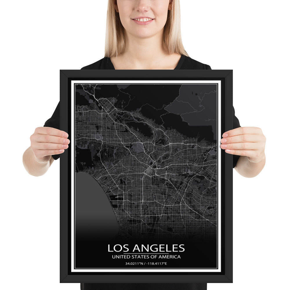 Los Angeles Black Framed Map