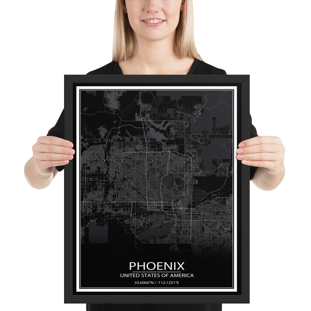 Phoenix Black Framed Map