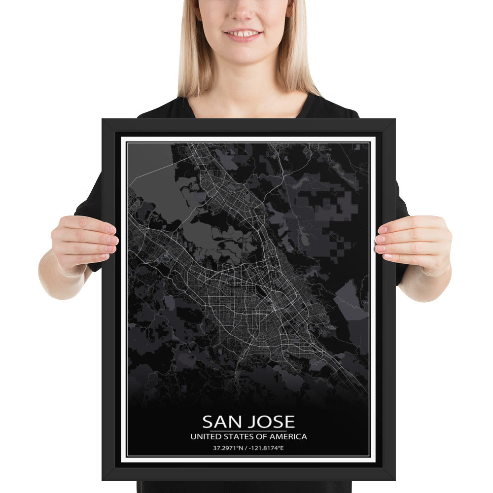 San Jose Black Framed Map