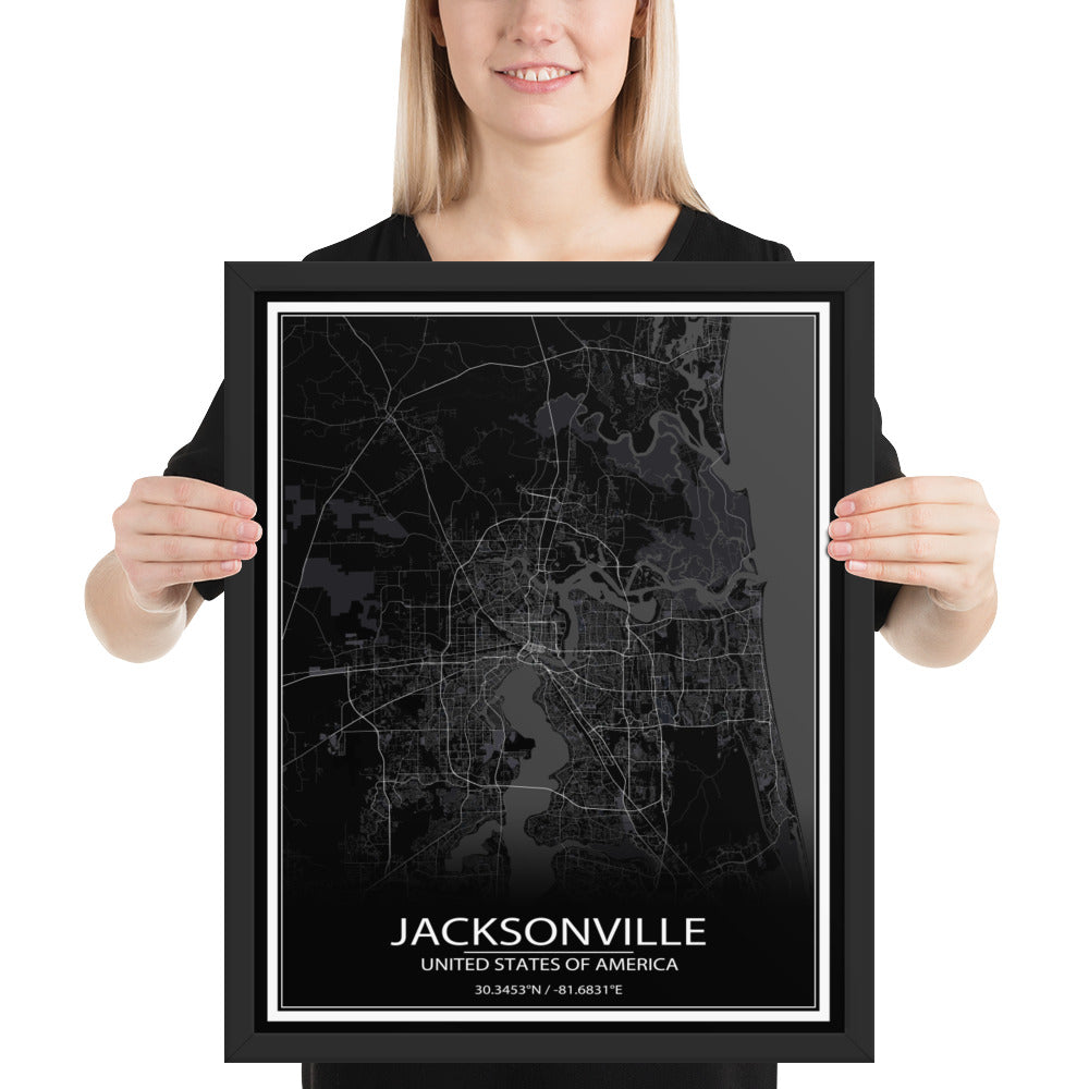 Jacksonville Black Framed Map