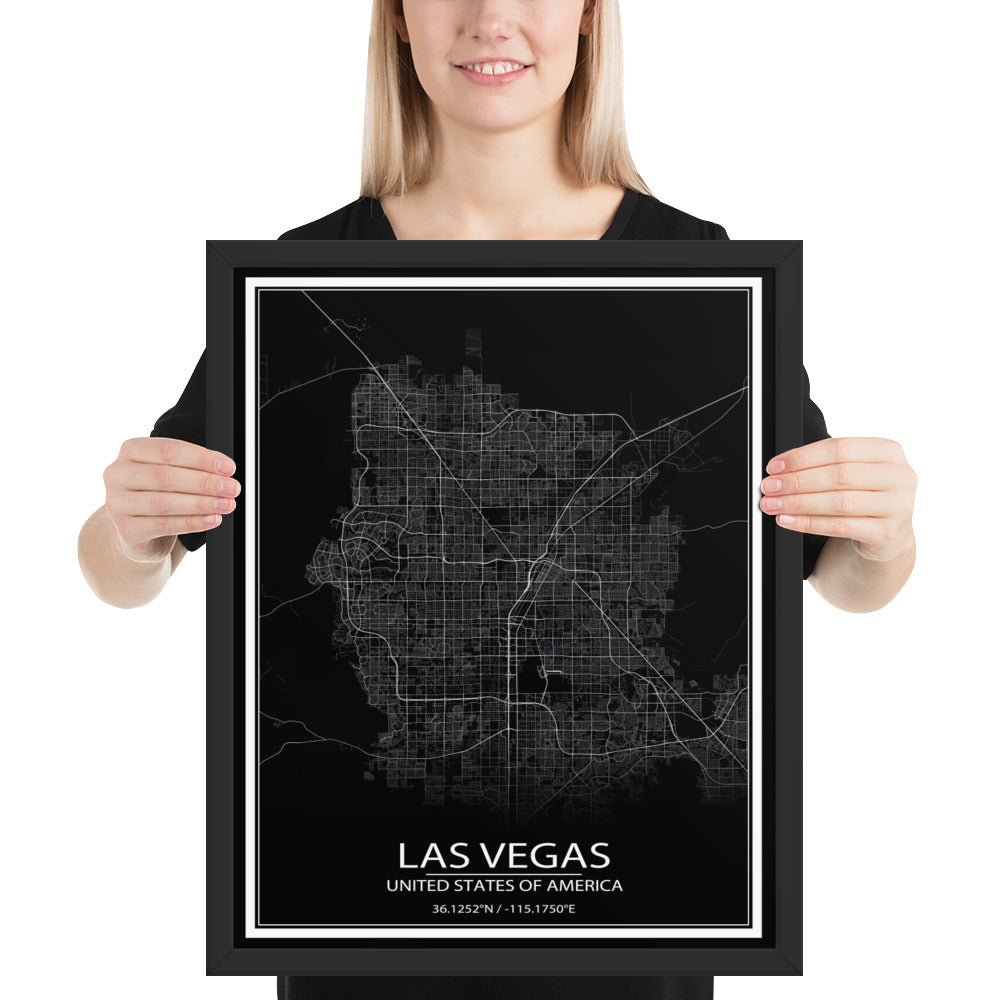 Las Vegas Black Framed Map