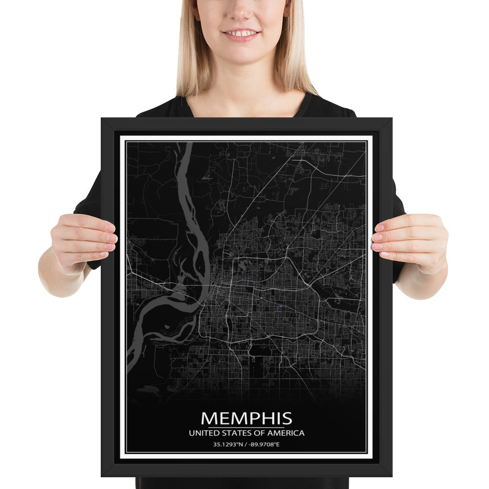 Memphis Black Framed Map