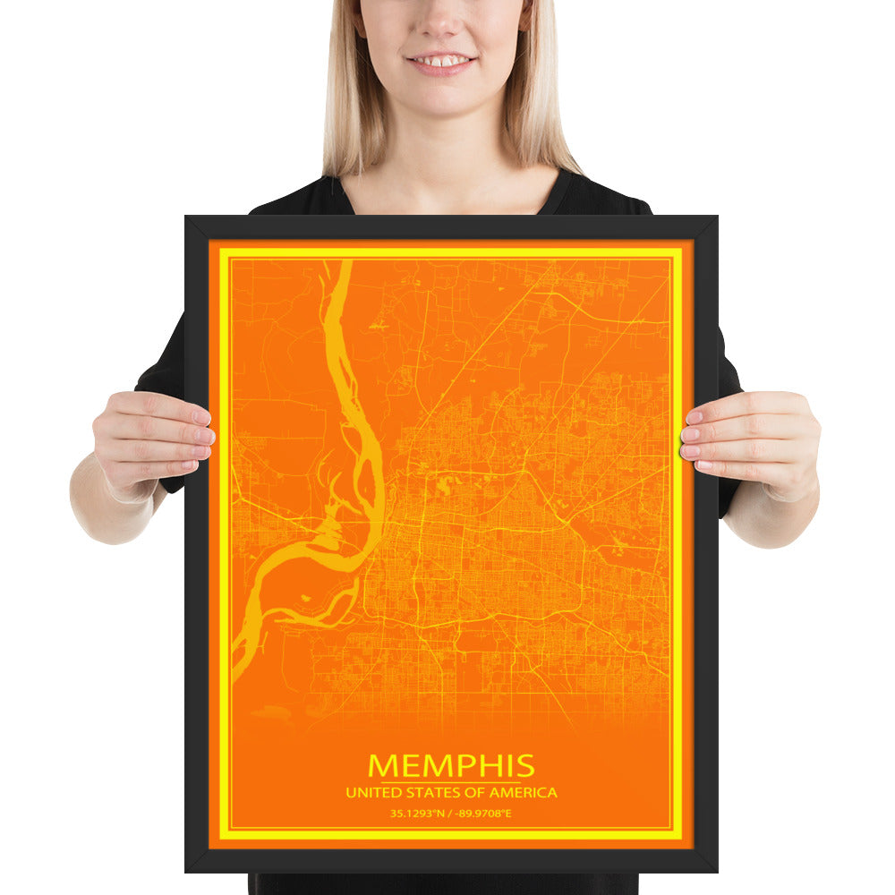 Memphis Orange and Yellow Framed Map