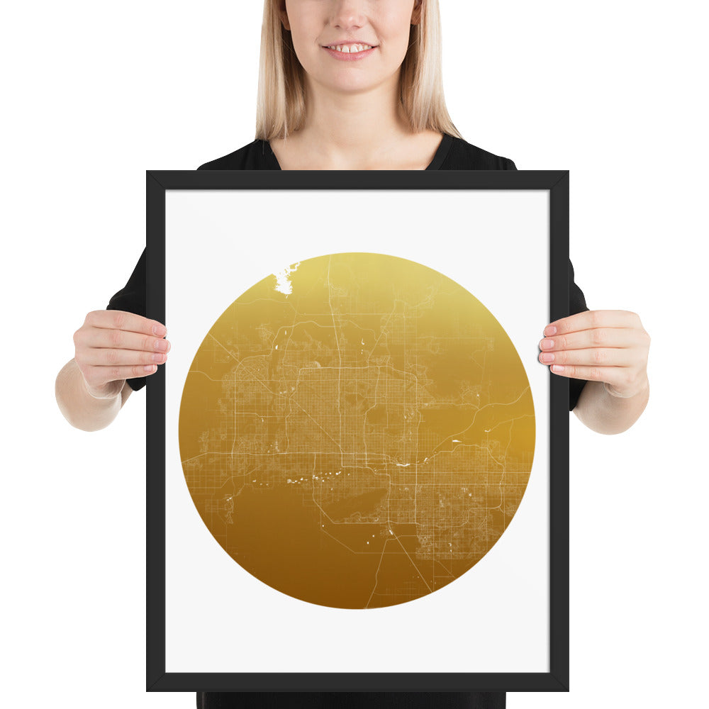 Phoenix Gold on White Framed Map