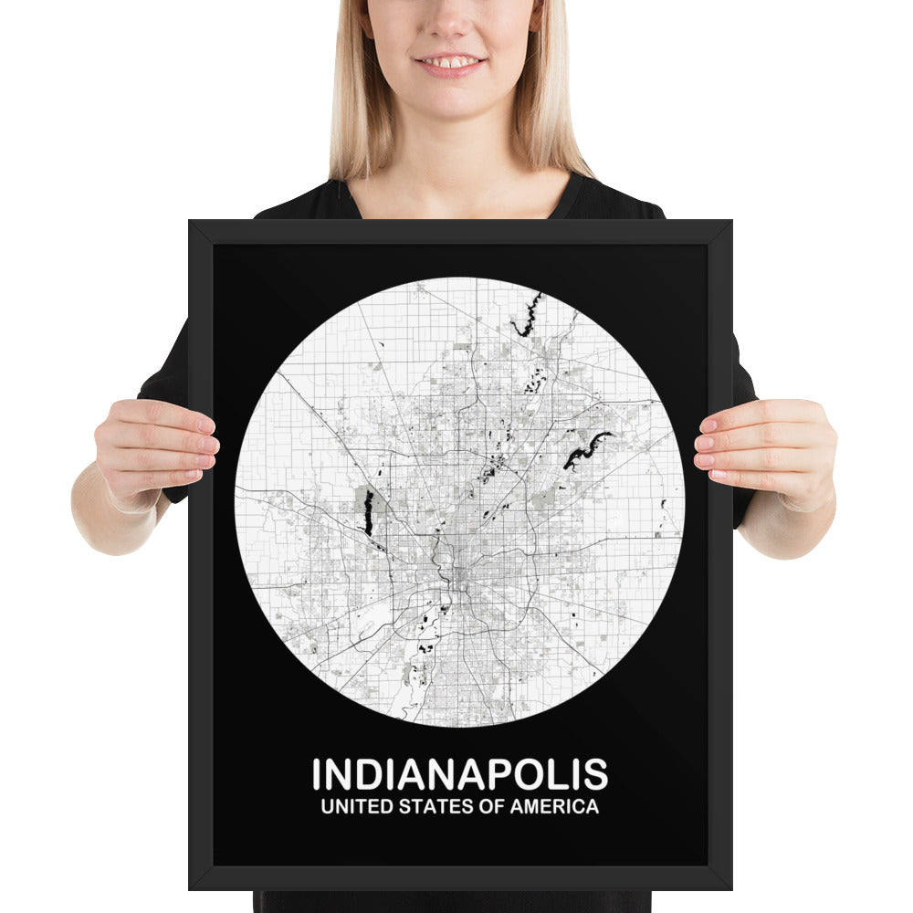 Indianapolis Circular White Framed Map