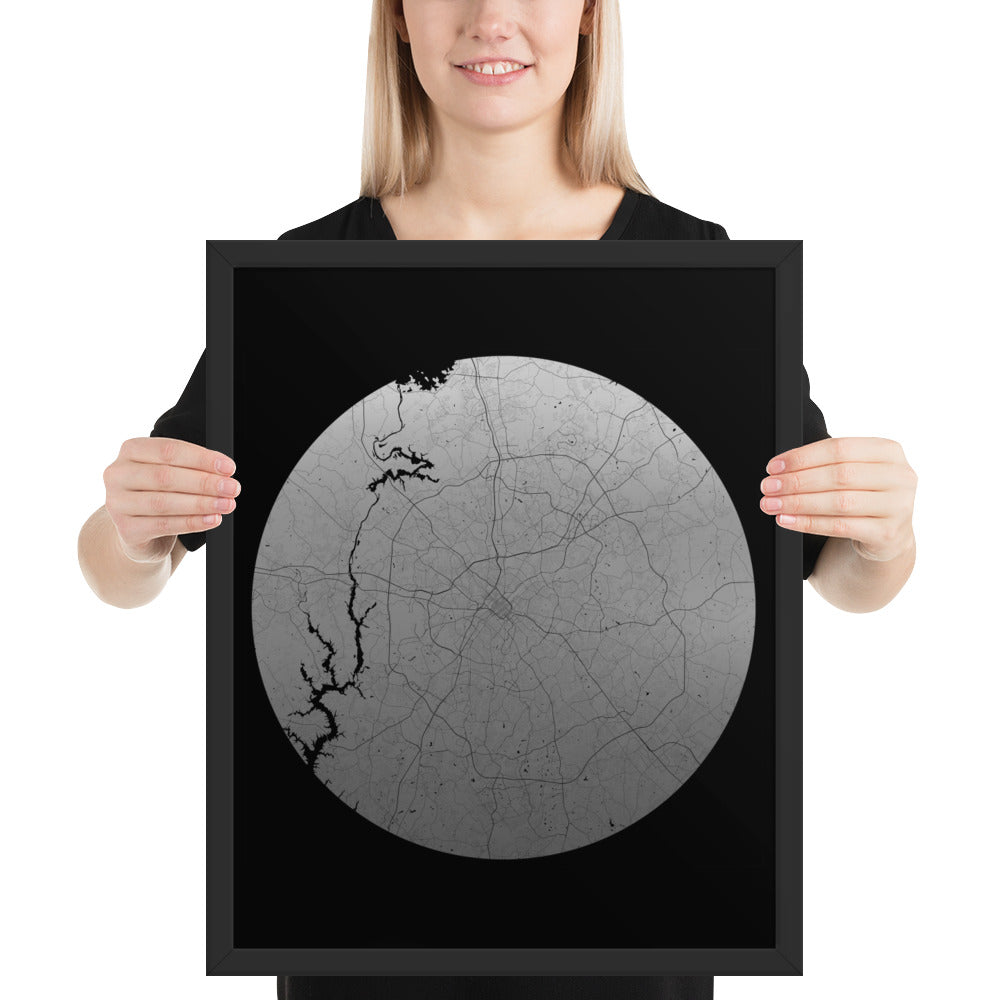 Charlotte Silver on Black Framed Map