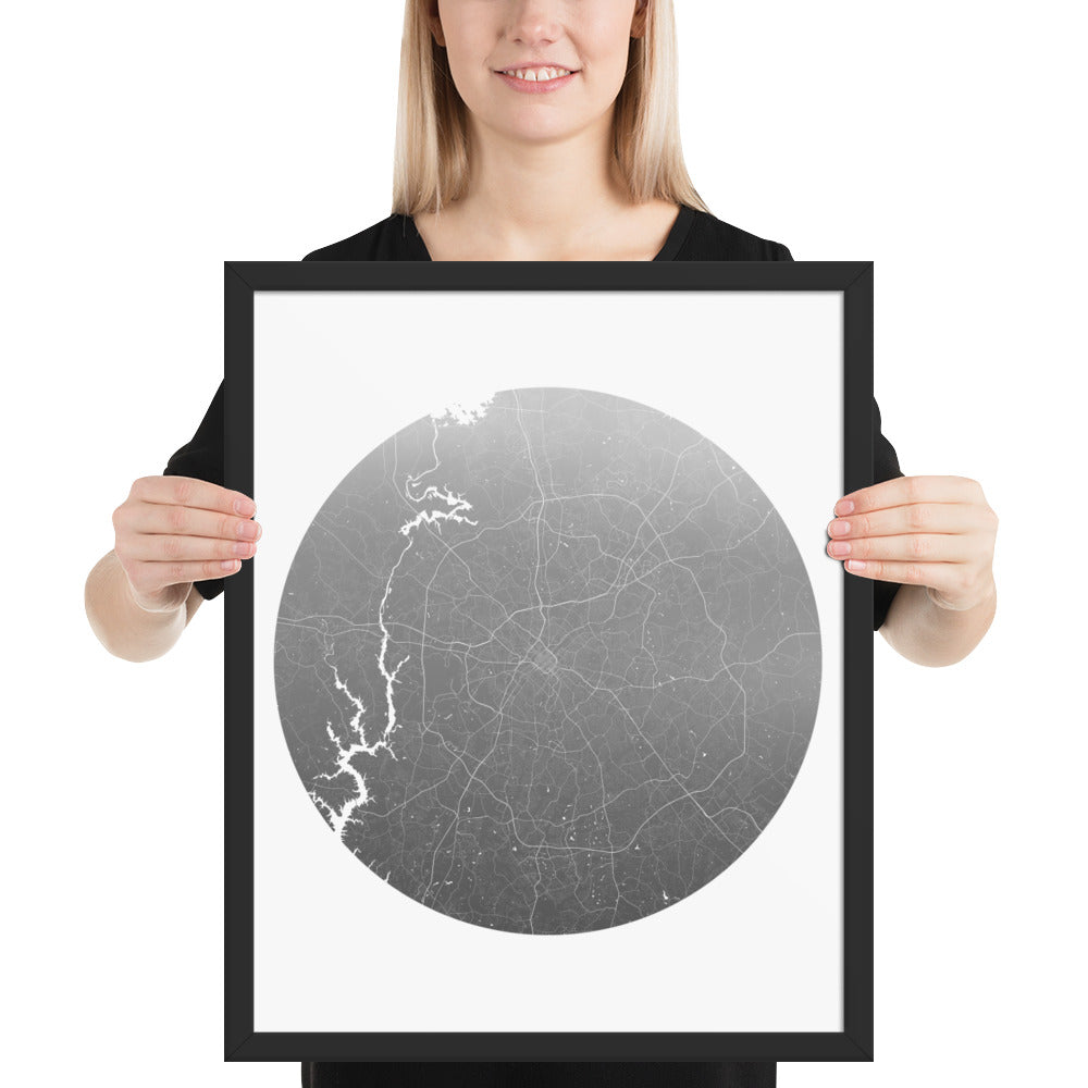 Charlotte Silver on White Framed Map