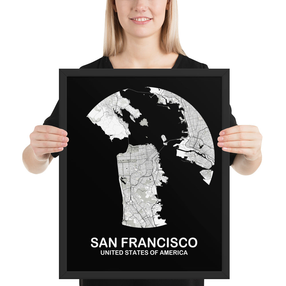 San Francisco Circular White Framed Map