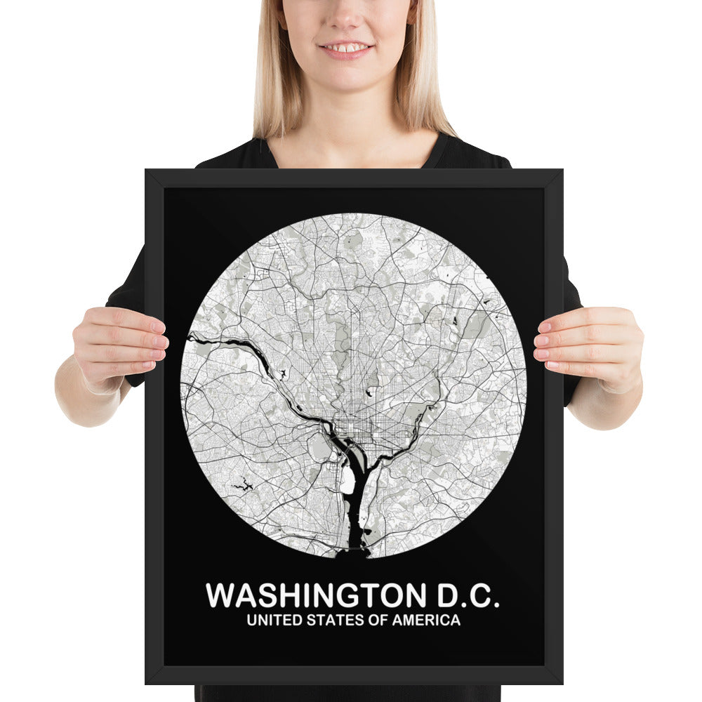 Washington, D.C. Circular White Framed Map