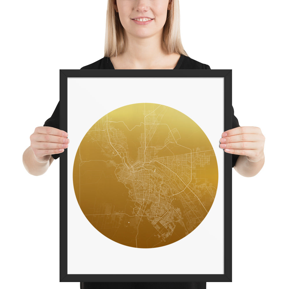 El Paso Gold on White Framed Map