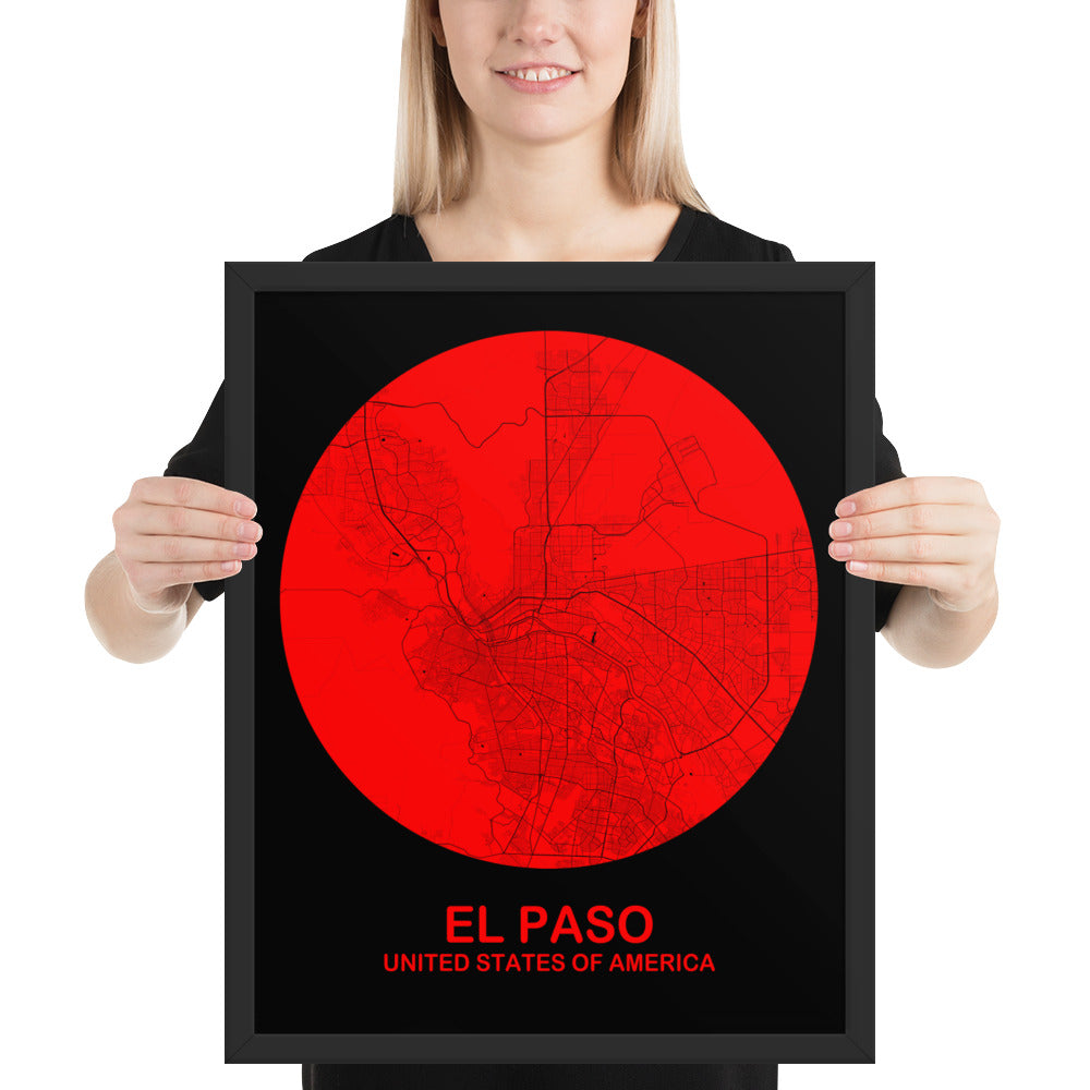 El Paso Circular Red Framed Map