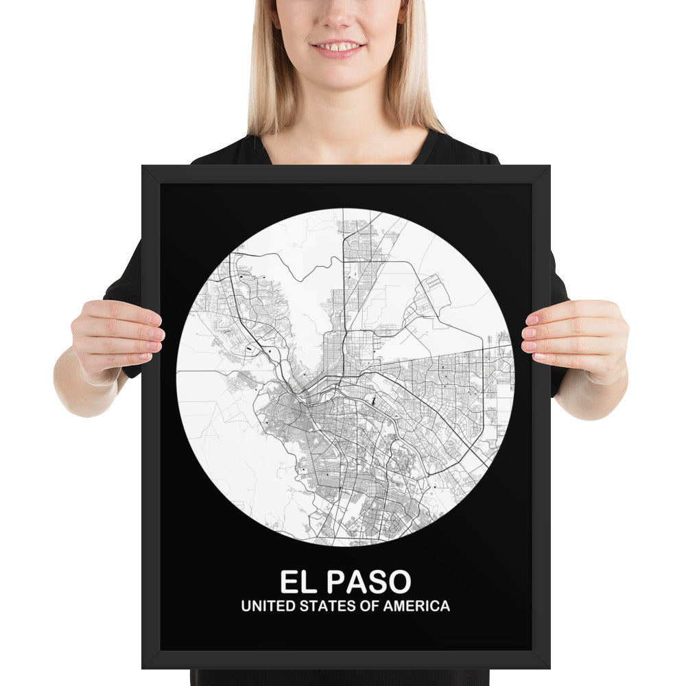 El Paso Circular White Framed Map