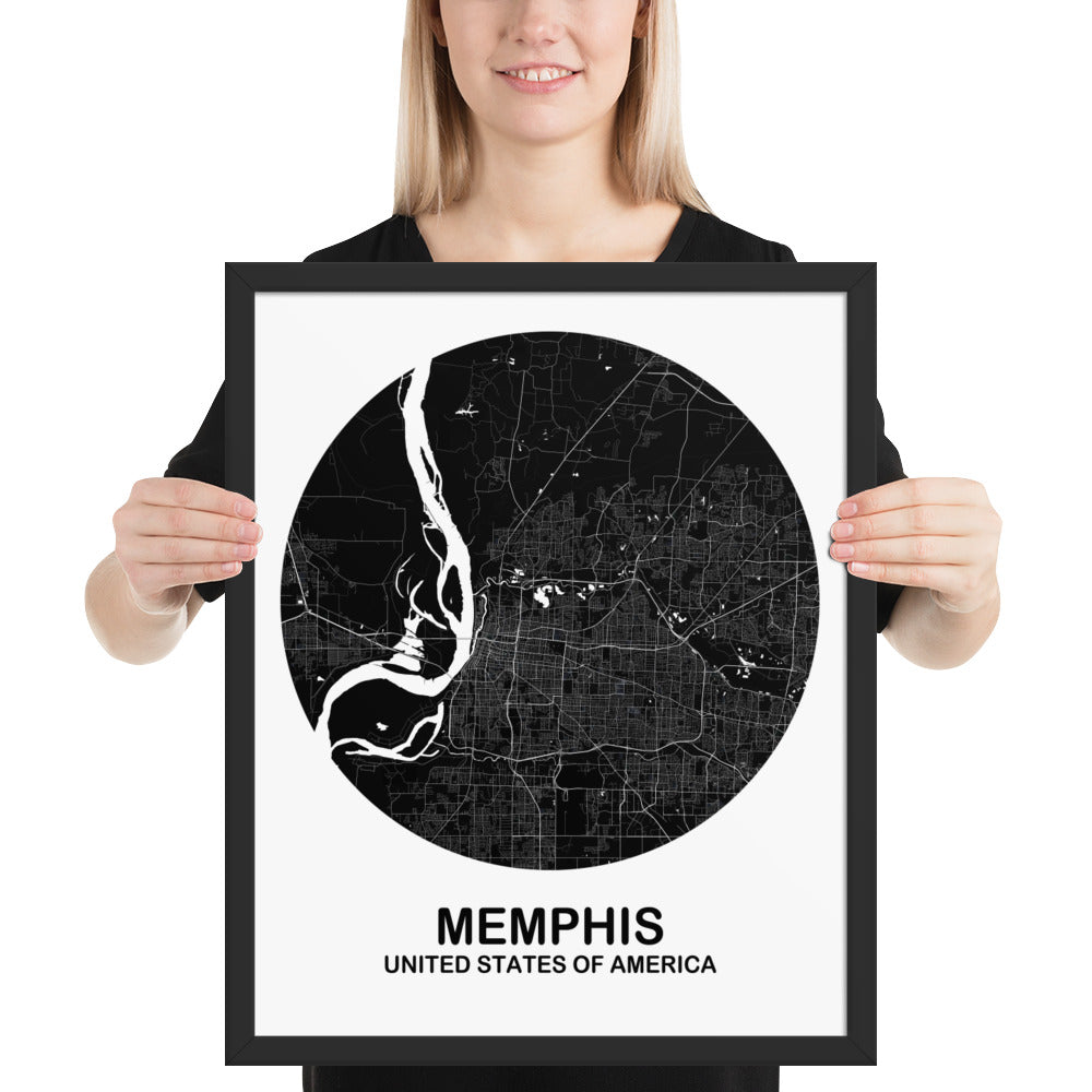 Memphis Circular Black Framed Map