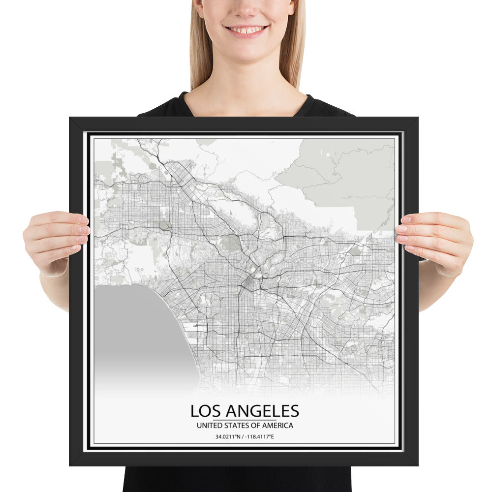 Los Angeles White Framed Map