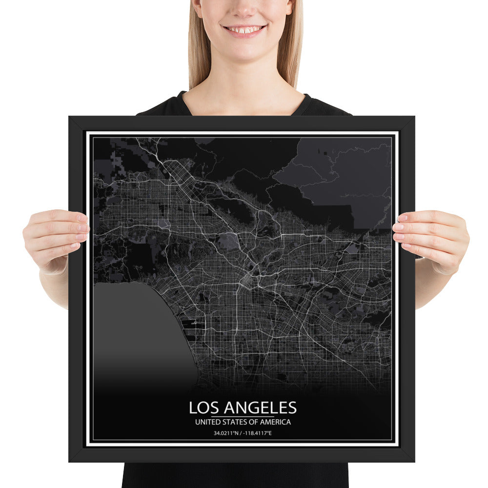 Los Angeles Black Framed Map