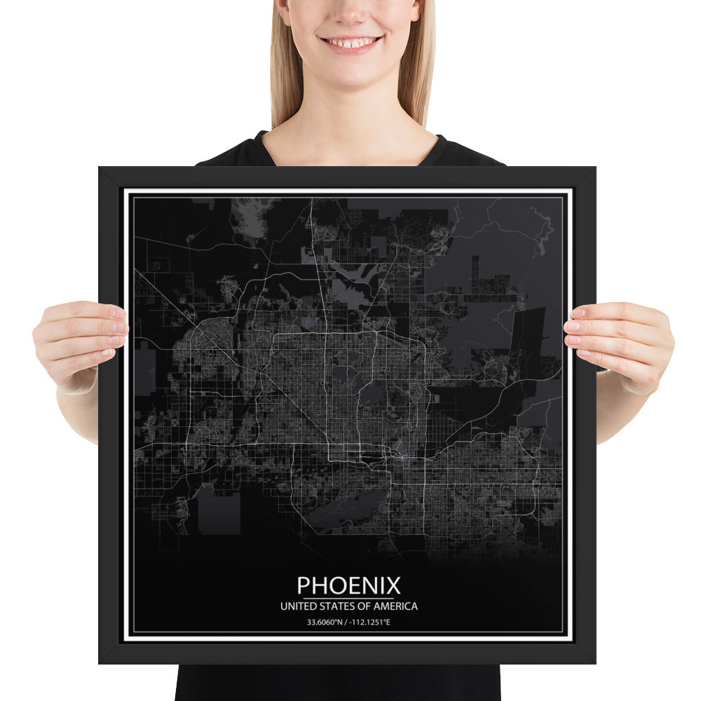 Phoenix Black Framed Map