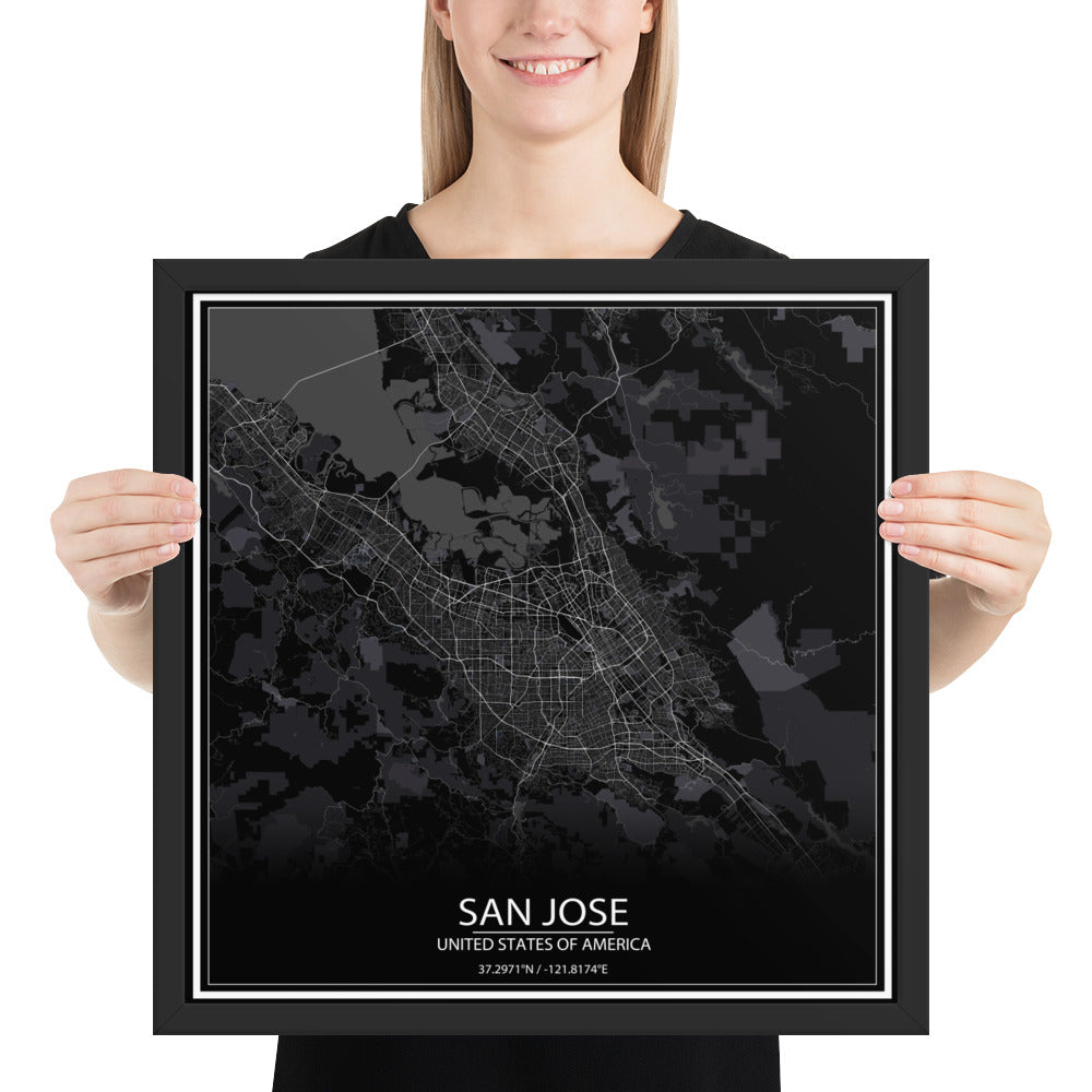 San Jose Black Framed Map