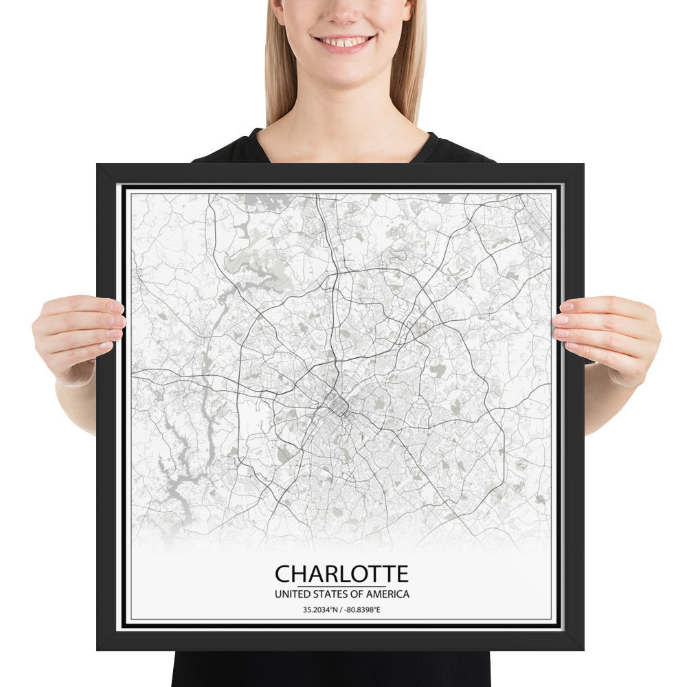 Charlotte White Framed Map