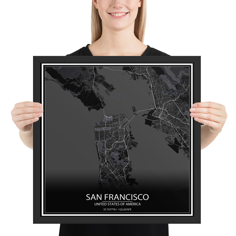 San Francisco Black Framed Map