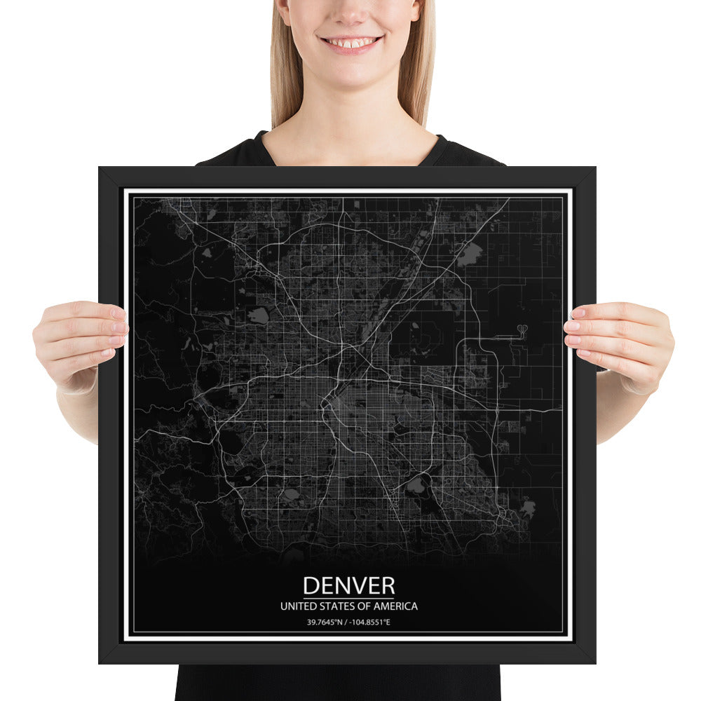 Denver Black Framed Map