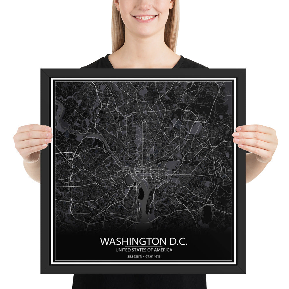 Washington, D.C. Black Framed Map