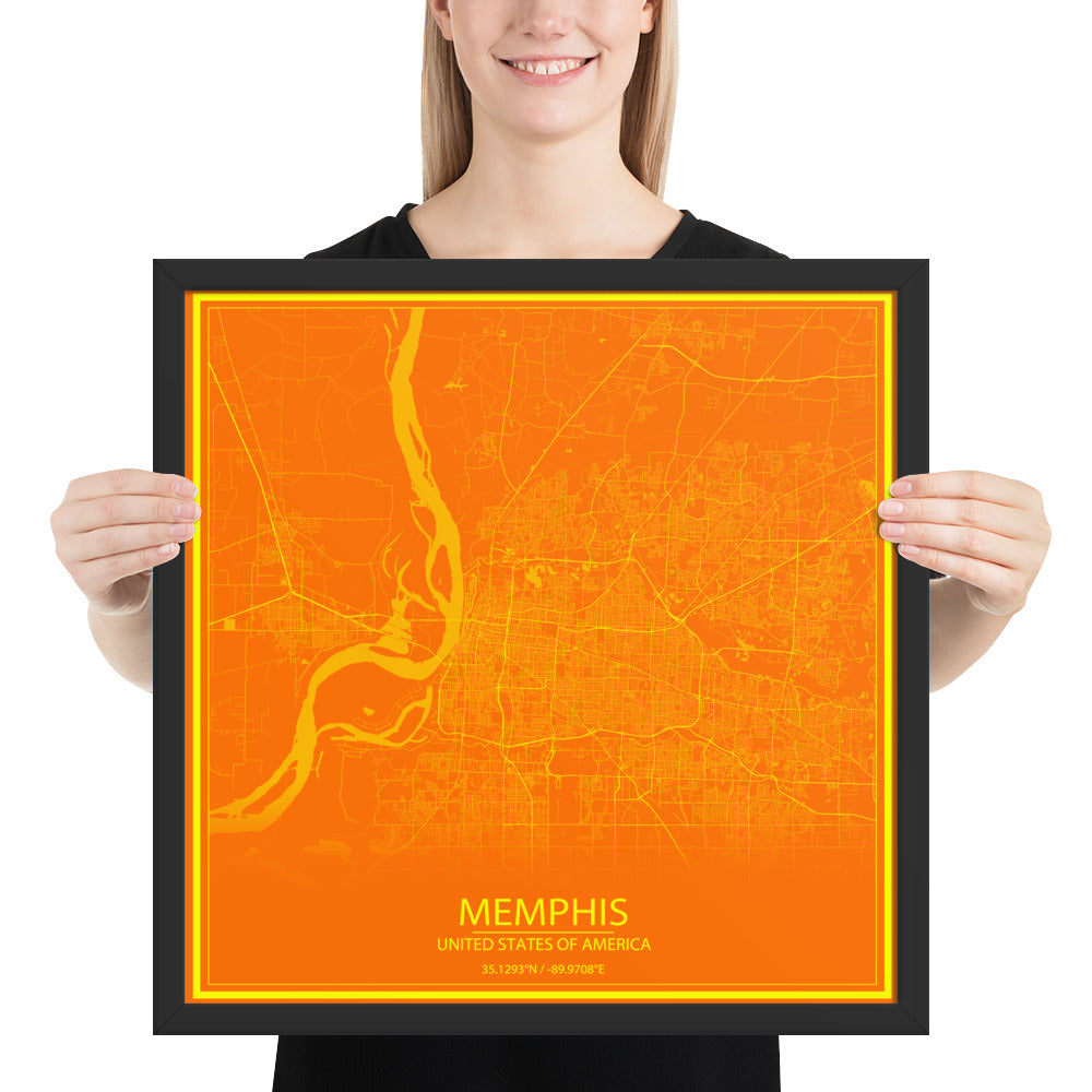 Memphis Orange and Yellow Framed Map