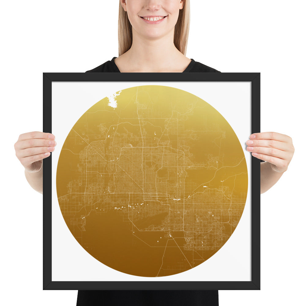 Phoenix Gold on White Framed Map