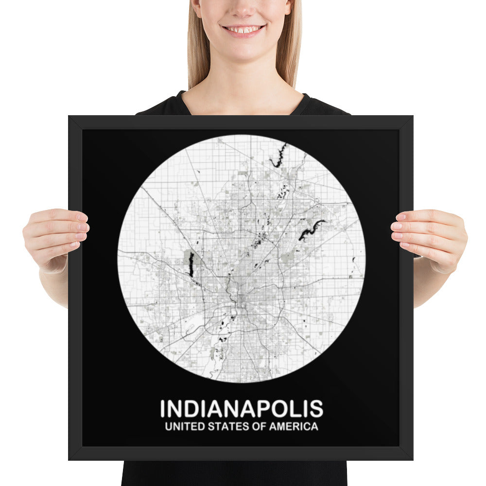 Indianapolis Circular White Framed Map