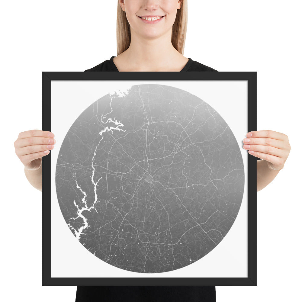 Charlotte Silver on White Framed Map