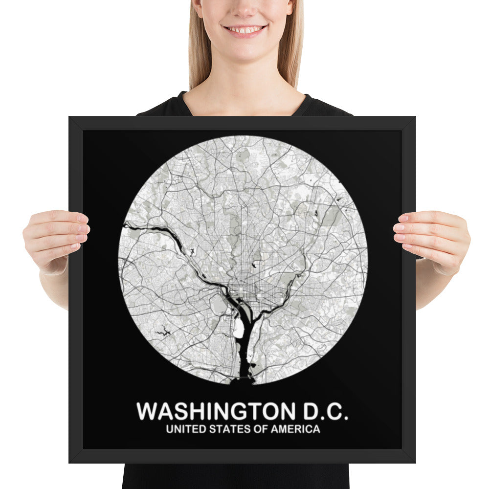 Washington, D.C. Circular White Framed Map