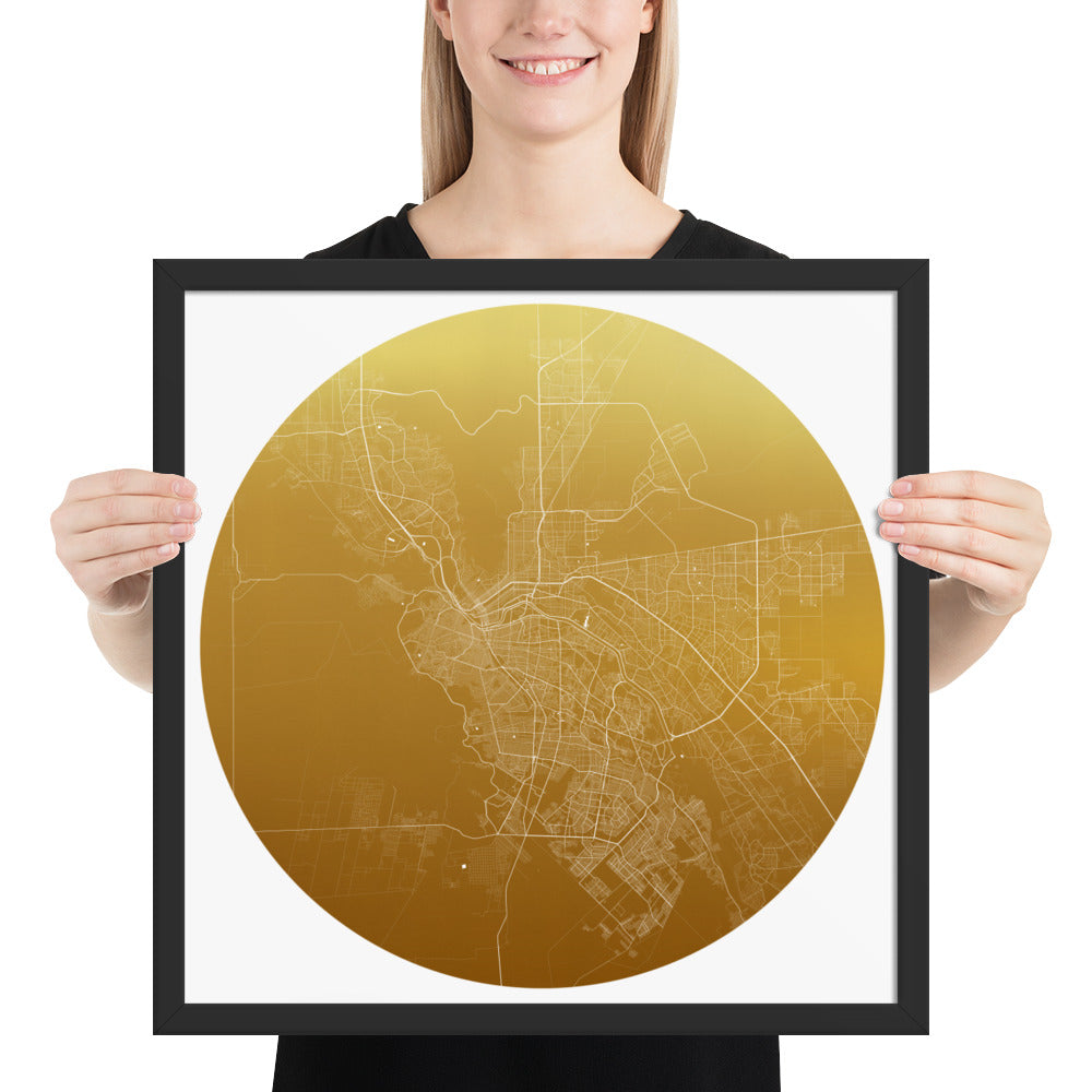 El Paso Gold on White Framed Map