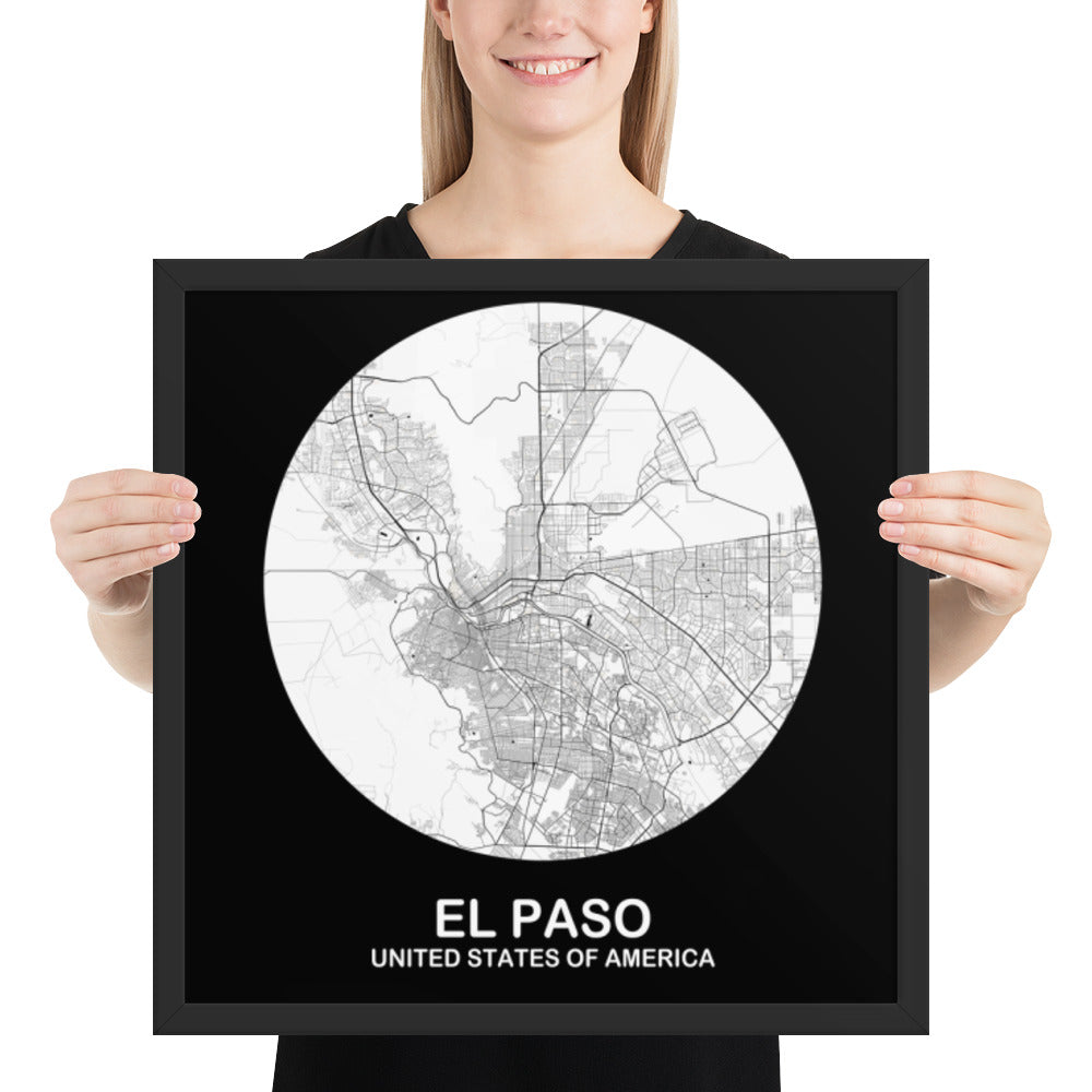 El Paso Circular White Framed Map