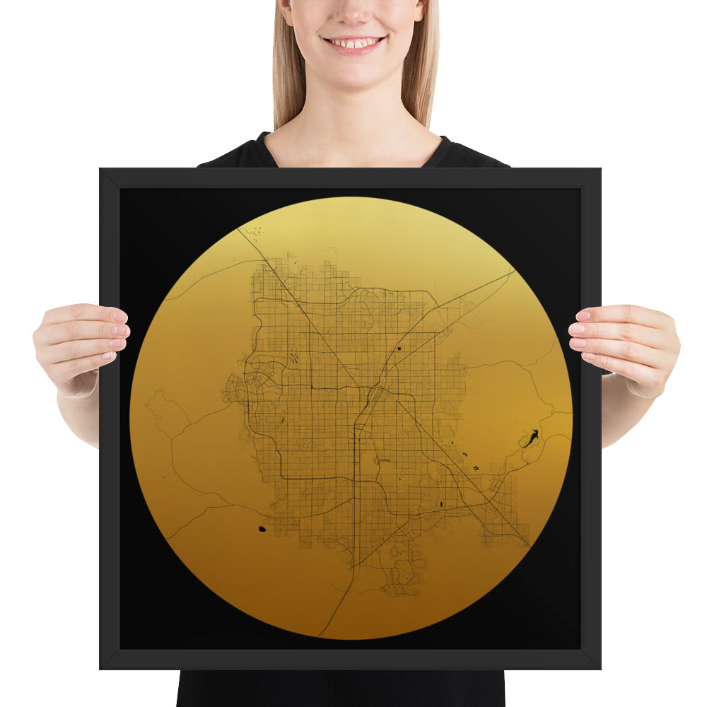 Las Vegas Gold on Black Framed Map